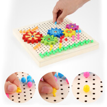 Holz Pegboard mit Pilznägeln DIY Spielzeug bunt