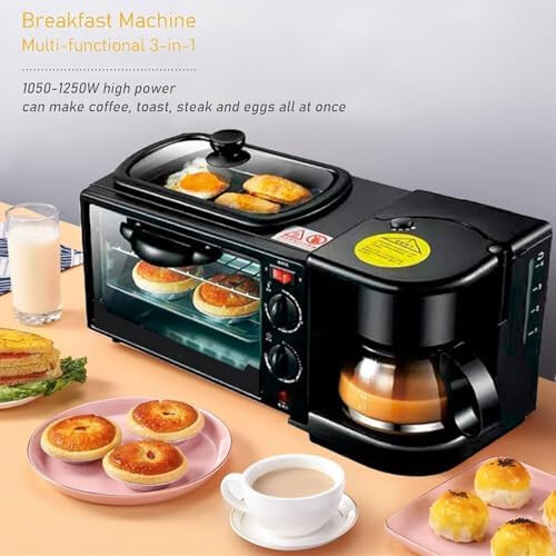 3in1 Breakfast Station with Coffee Maker, 9L Toaster and Griddle, Adjustable Timer Control 2