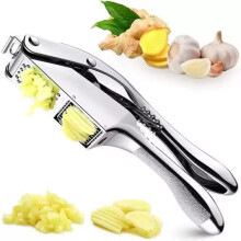 3in1 Heavy Duty Garlic Press and Slicer, Zinc Alloy Mincer with Ergonomic Handle, Dishwasher Safe