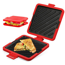 Microwave Sandwich Maker NonStick Plates Quick Cooking Dishwasher Safe Red for Grilled Cheese