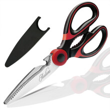 Kitchen Shears Heavy Duty Stainless Steel Ultra Sharp MultiFunction Scissors for Poultry Meat Fish Vegetables BBQ Red Black