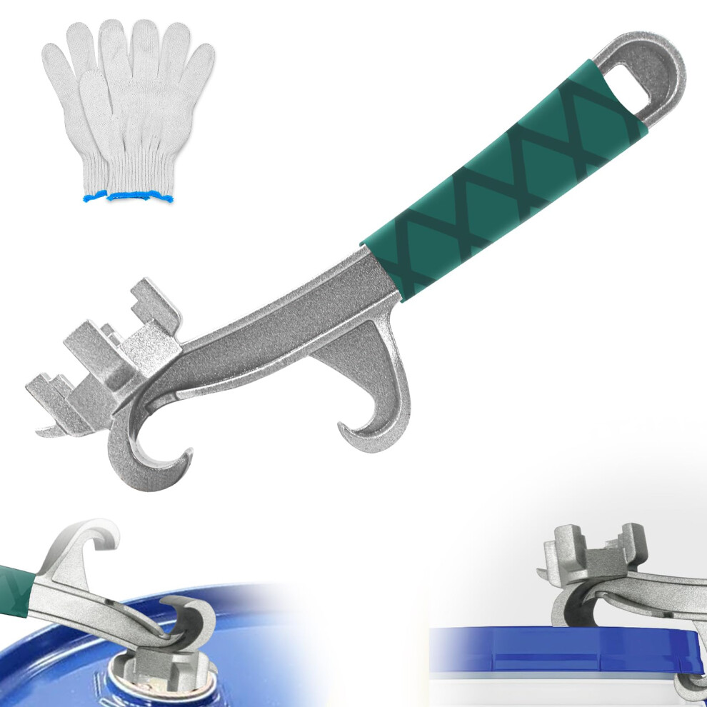 Aluminum Drum Wrench With Dual Opening Design And Ergonomic Grip For 5 To 55 Gallon Barrels 9053599604228