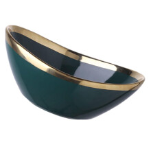 Ceramic Salad Bowl with Gold Rim, Elegant ChipResistant Serving Dish for Parties and Family Meals