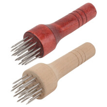 2Pcs Stainless Steel Meat Tenderizer with Ergonomic Wood Handle for Steak Pork Grilling Cooking