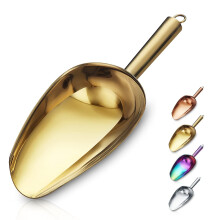 Stainless Steel Gold Ice Scoop 6oz Titanium Plated Heavy Duty Rustproof for Kitchen and Bar