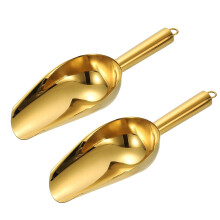 2pcs Large Gold Stainless Steel Ice Scoop for Kitchen Bar Party Wedding with Ergonomic Grip