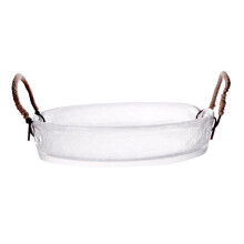 Glass Dessert Bowl with Dual Handles, Transparent Sturdy Design for Salads, Snacks and Parties