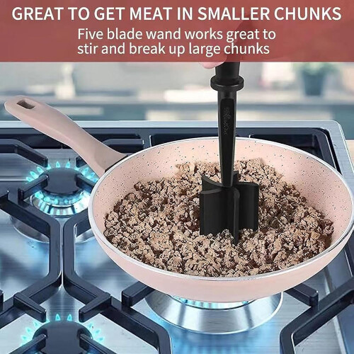 Meat Chopper with 5Blade Fast Chopping, Heat Resistant Ground Beef Masher, Ergonomic Grip Green 1
