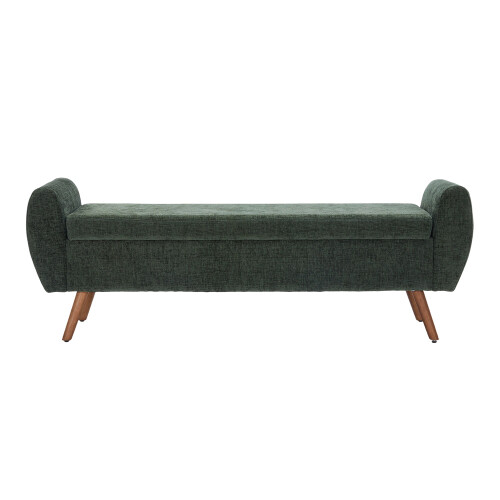 Living And Home Chenille Upholstered Storage Bench, Green 2