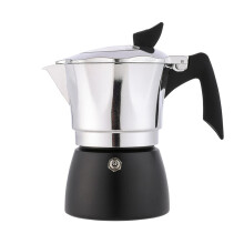 Moka Pot Silver 300ML Italian Stovetop Espresso Maker with Pressure Valve for Rich Flavor