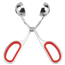 Stainless Steel Rice Ball Maker and Meatball Scoop, NonStick Mold with Ergonomic Grip Red