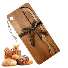 Stainless Steel Bread Slicer with Wooden Board, Bow Cutter for Bagels, Baguettes and Artisan Loaves