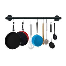20 Inch Industrial Pipe Clothes Rack and Towel Bar, Vintage Wall Mounted Hanging Rod with 8 S Hooks