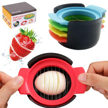 4in1 Stainless Steel Egg Slicer for Hard Boiled Eggs and Fruits, Dishwasher Safe Cutter for Salads and Sandwiches