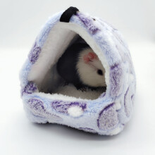 Small Animal Hammock Cozy Fleece Cave Bed with Hook for Hamsters Guinea Pigs Purple 17x15cm