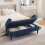 Living And Home Chenille Upholstered Storage Bench, Blue 2