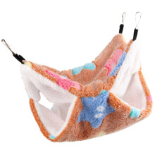 Pet Hammock DoubleLayer Cozy Cotton Bed with Metal Hooks for Small Animals 20x20cm Brown
