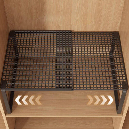 Adjustable Shelf Organizer with Expandable Carbon Steel Rack for Kitchen, Bathroom, Closet Storage