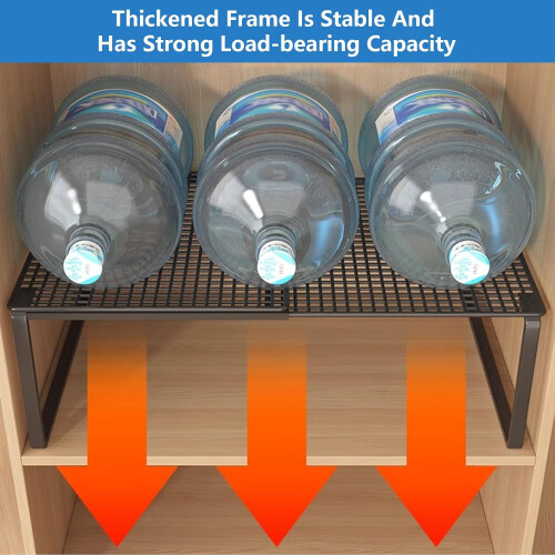 Adjustable Shelf Organizer with Expandable Carbon Steel Rack for Kitchen, Bathroom, Closet Storage 2