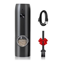 USB Rechargeable Electric Salt and Pepper Grinder with Adjustable Coarseness and LED Light, 1pcs