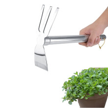 Garden Hand Rake Steel Hoe Dual Purpose Tool with Ergonomic Rubber Grip for Soil Cultivation