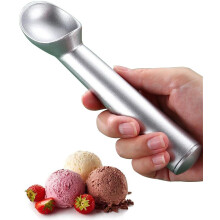 Heavy Duty Metal Ice Cream Scoop with Ergonomic NonSlip Grip for Large Frozen Desserts Silver
