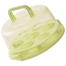 Cupcake Carrier with Handle and Clear Lid for Secure Storage of Cakes and Baked Goods Green B
