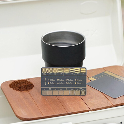 Coffee Grind Size Chart with Color Indicators, Pocket Brewing Guide, Durable Travel Reference Card 1