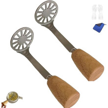 2Pack Mini Potato Mashers Stainless Steel with Ergonomic Wooden Handle for Avocado Bean Pumpkin