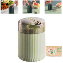 Automatic Toothpick Dispenser with Dustproof Transparent Cover, Compact Household Holder Light Green