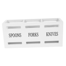 Wooden Cutlery Organizer with Spacious 3Compartment Design and Natural Rustic Wood Finish