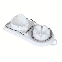 Stainless Steel Egg Slicer with DualPurpose Cutting for Boiled and Preserved Eggs, White