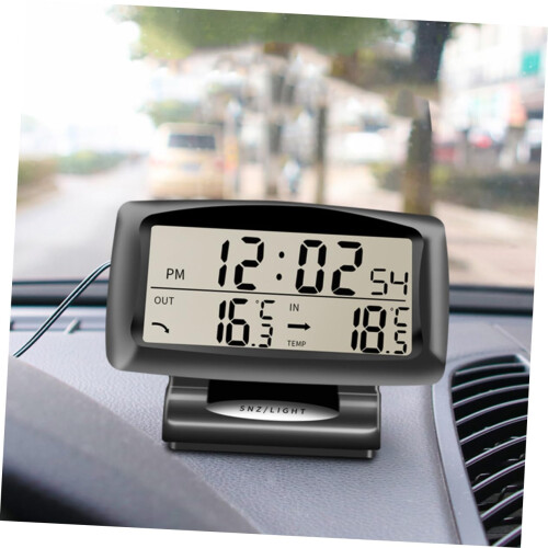 Car Thermometer Dual Temperature Gauge with Backlight Waterproof Dashboard Decor Black 1