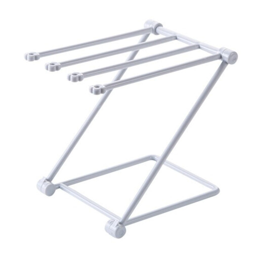 Foldable Dish Drying Rack with Vertical Layers for Fast Moisture Evaporation, Gray Kitchen Towel Holder