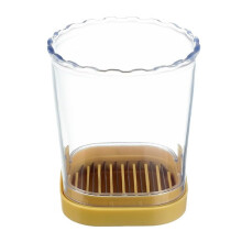 Stainless Steel Fruit and Egg Slicer with Durable Glass Base, Quick Press MultiFruit Cutter