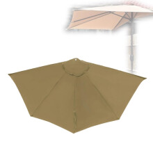 9ft Half Umbrella Replacement Canopy UV Protection Waterproof Khaki Patio Sunshade Cover