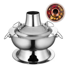 Chinese Copper Hot Pot with Chimney, Vintage Shabu Shabu Cooker for Outdoor Charcoal Cooking 30cm