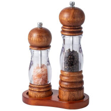 Transparent Acrylic Pepper Grinder Adjustable Coarseness Salt and Pepper Mill with Carbon Steel Core