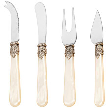Pink Handle 4Piece Stainless Steel Cheese Knife Set for Effortless Slicing and Elegant Serving