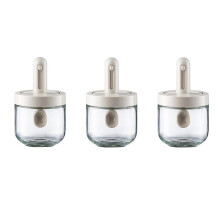 3PCS Glass Sugar Bowl Set with Lids and Adjustable Retractable Spoons 10oz Kitchen Seasoning Jars