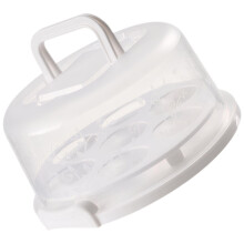 Cake Carrier with Handle for Cupcakes and Desserts Transport, White Storage Box with Lid 26x22.5x13.5 cm