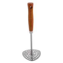 Stainless Steel Potato Masher with Ergonomic Wooden Handle for Smooth Mashing Potatoes Vegetables