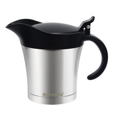 Stainless Steel Insulated Gravy Boat with Hinged Lid, 16oz Double Wall Sauce Server