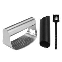 Garlic Press Stainless Steel Rocker Crusher with Peeler and Brush, Ergonomic Grip, Bottle Opener