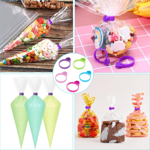 30 Pcs Silicone Pastry Bag Ties for Cake Decorating, Reusable Multicolor Icing Clips 2