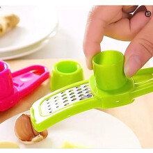 Green Stainless Steel Garlic Press Crusher with Ergonomic Comfort Grip for Easy Garlic Crushing
