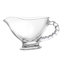 Gravy Boat Clear Glass Sauce Pitcher with Handle for Milk Cream Syrup Serving Easy to Clean