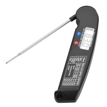 Digital Meat Thermometer Instant Read with Foldable Probe for Cooking BBQ Grilling Baking Black