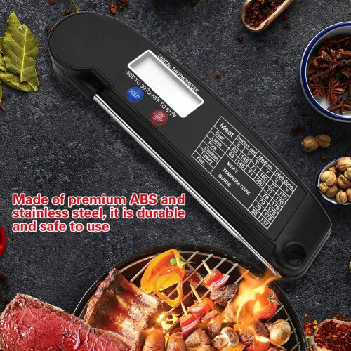 Digital Meat Thermometer Instant Read with Foldable Probe for Cooking BBQ Grilling Baking Black 1