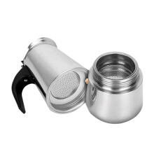 Stovetop Espresso Maker Stainless Steel Moka Pot for Induction with Heat Resistant Handle and Safety Pressure Release